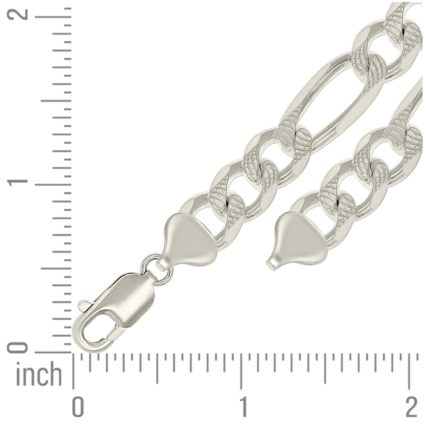 Sterling Silver Solid Pave Classic Figaro Silver Plated