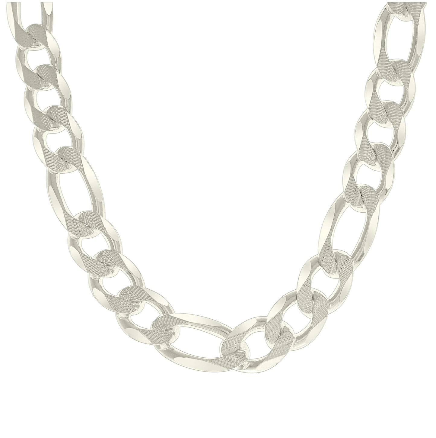 Sterling Silver Solid Pave Classic Figaro Silver Plated