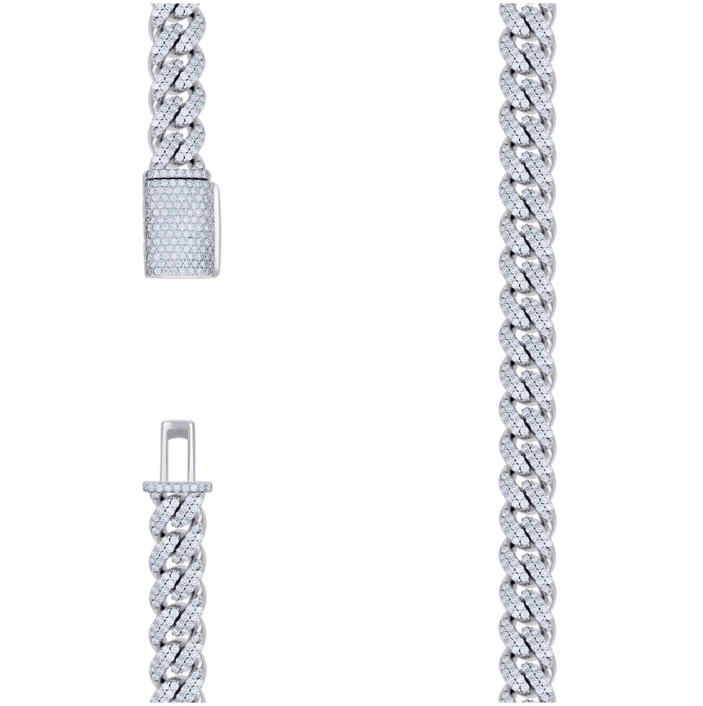 Sterling Silver Moissanite Miami Cuban Chain 10mm