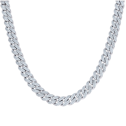Sterling Silver Moissanite Miami Cuban Chain 10mm