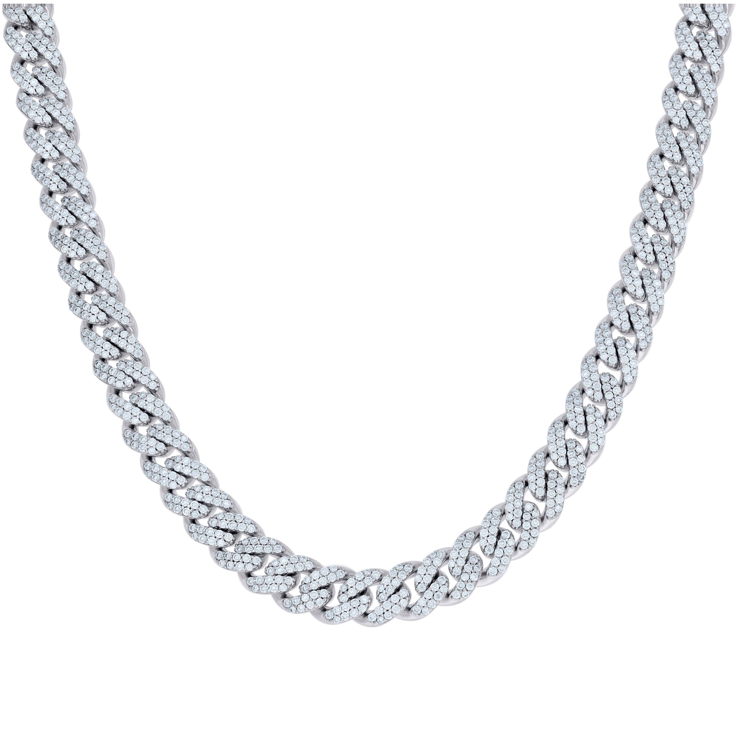 Sterling Silver 25.10 Cttw Moissanite Miami Cuban Chain 10mm 22 Inches
