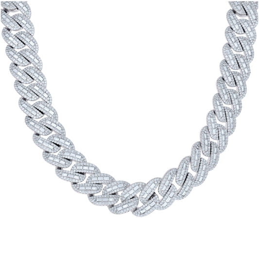 Sterling Silver Moissanite Miami Cuban Chain 18mm