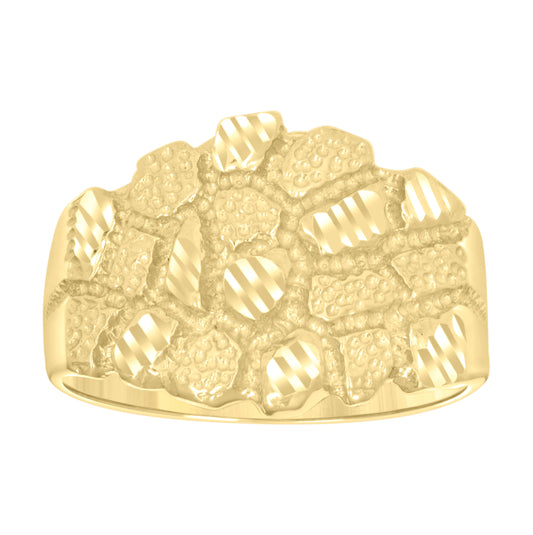 10K Yellow Gold Mens Nugget Fashion Ring