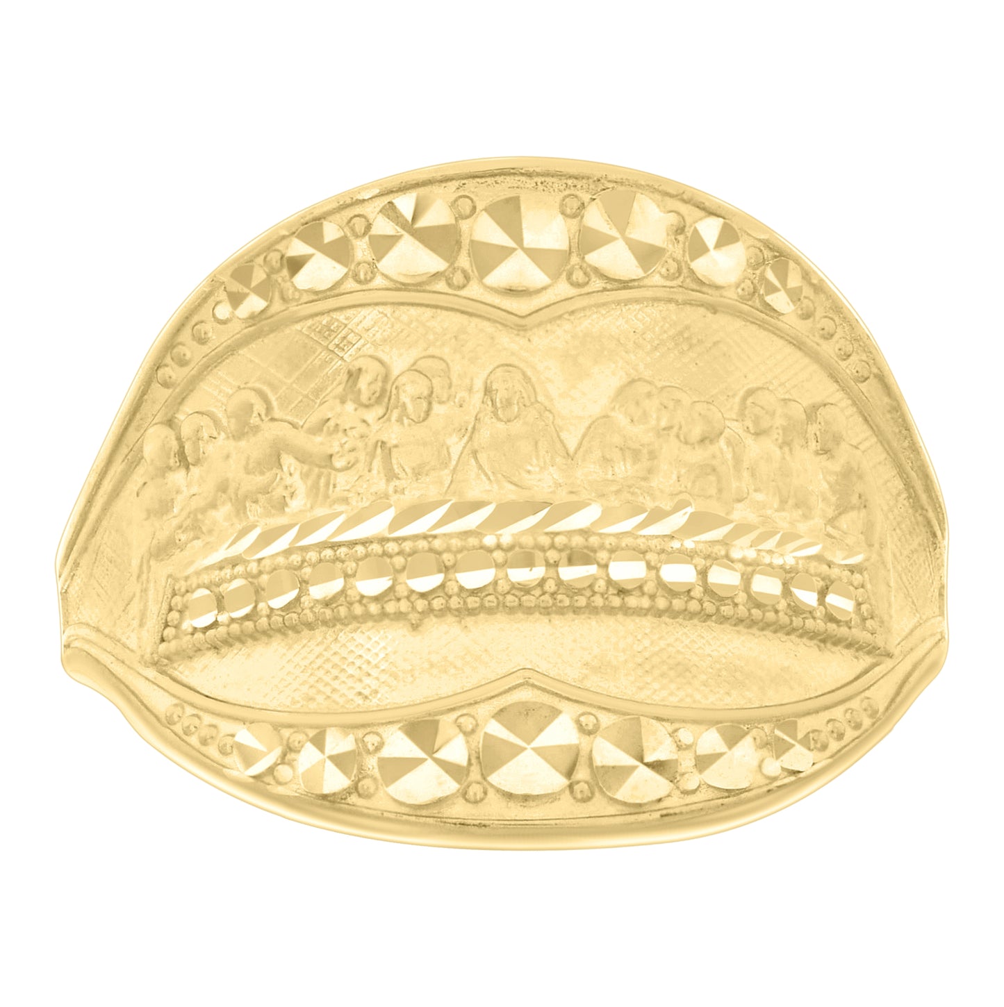 10K Yellow Gold Womens Last Supper Religious Ring