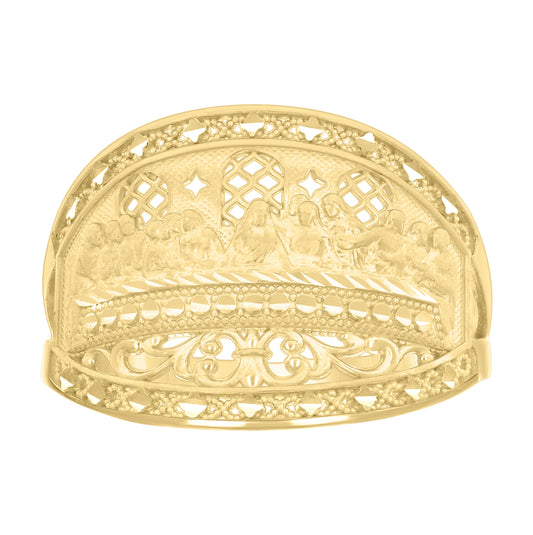 10K Yellow Gold Womens Last Supper Religious Ring