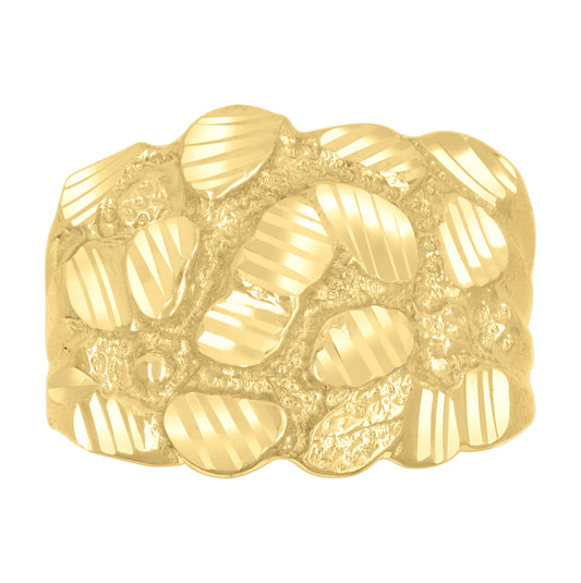 10K Yellow Gold Mens Nugget Fashion Ring