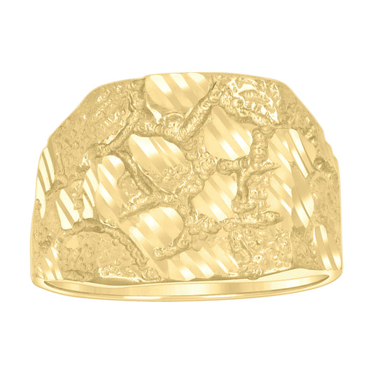 10K Yellow Gold Mens Nugget Fashion Ring