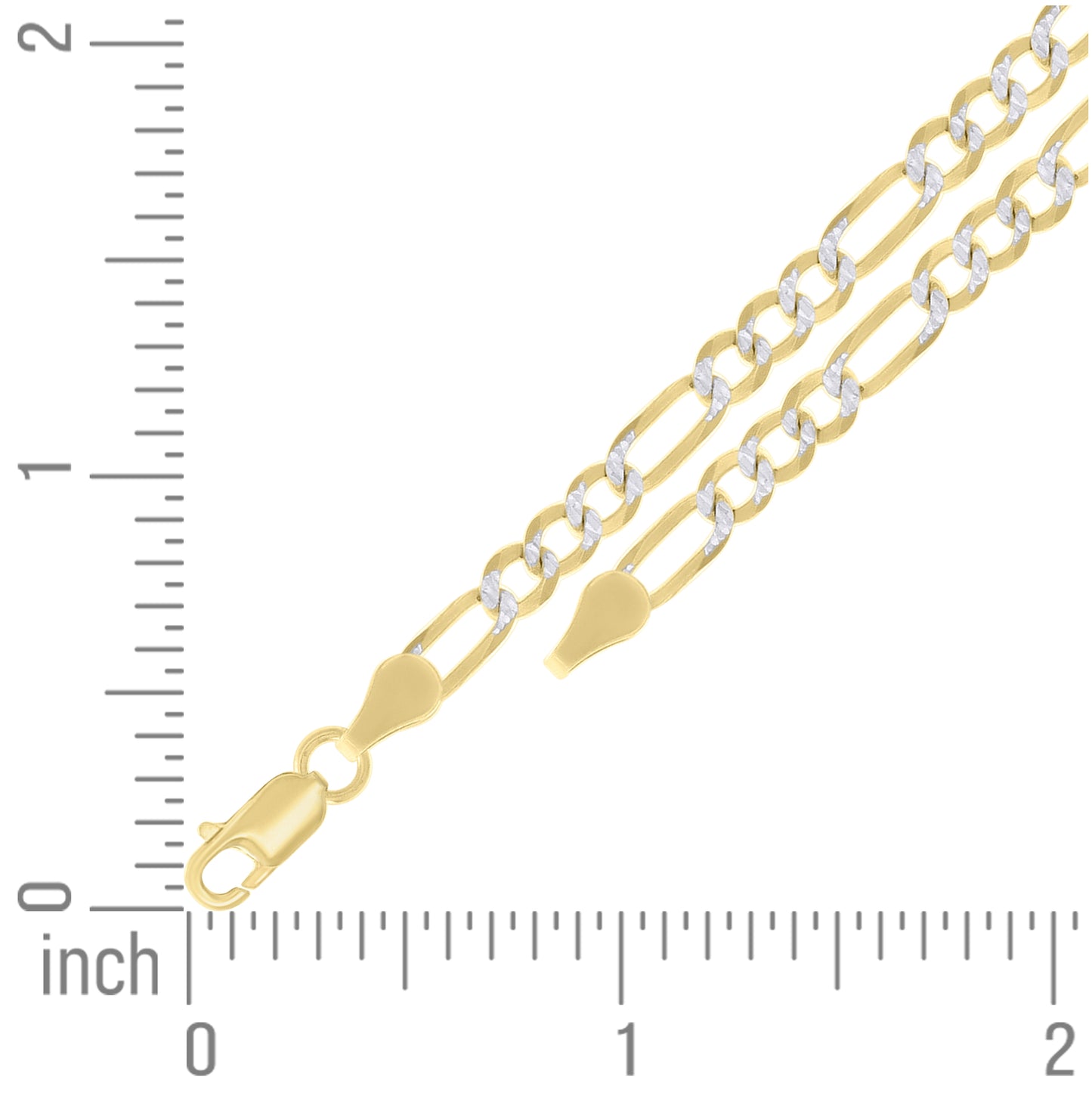 Sterling Silver Two Tone Pave Super Flat Figaro Chain