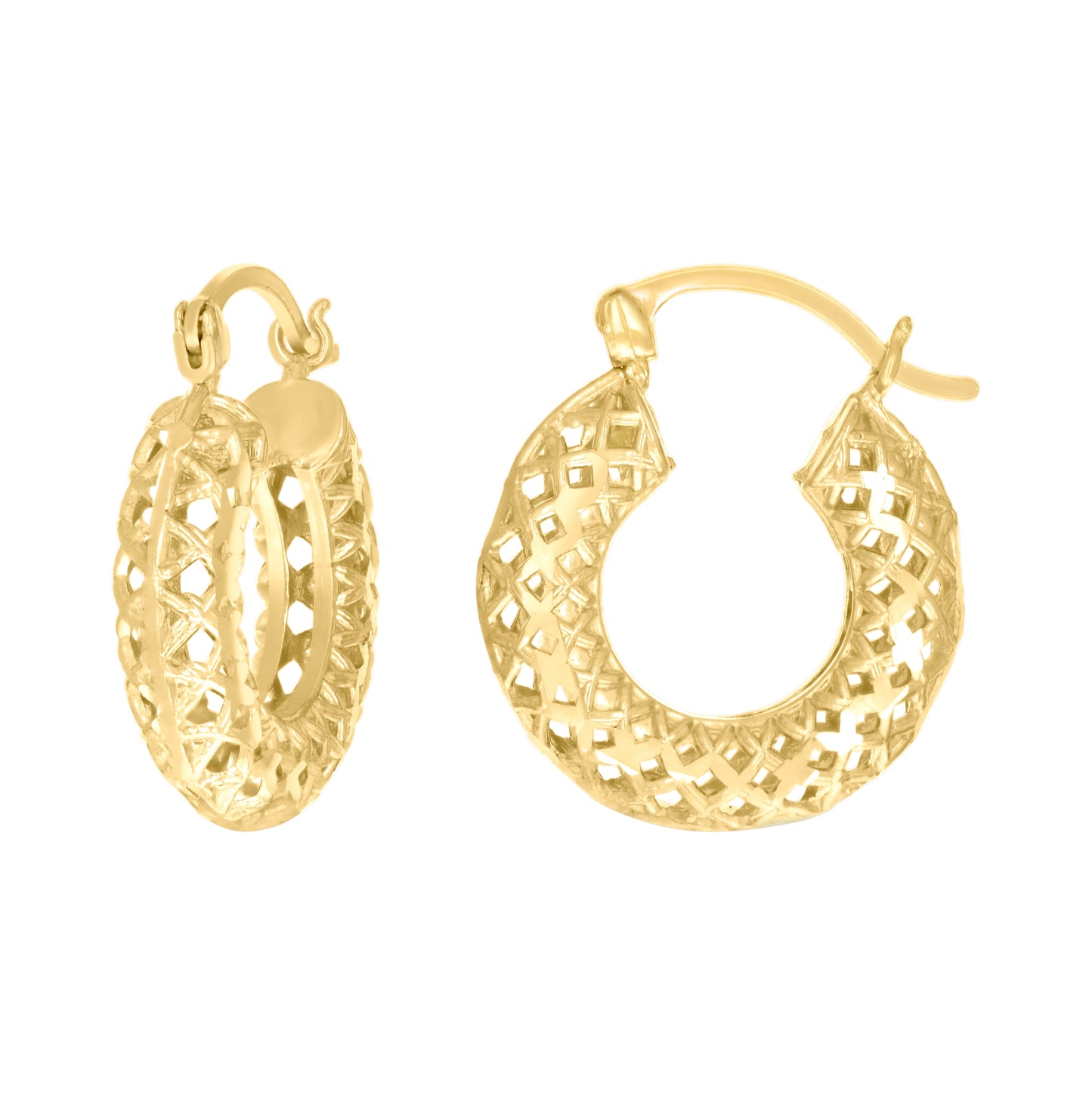10K Yellow Gold Womens Hollow Round Hoop Earrings