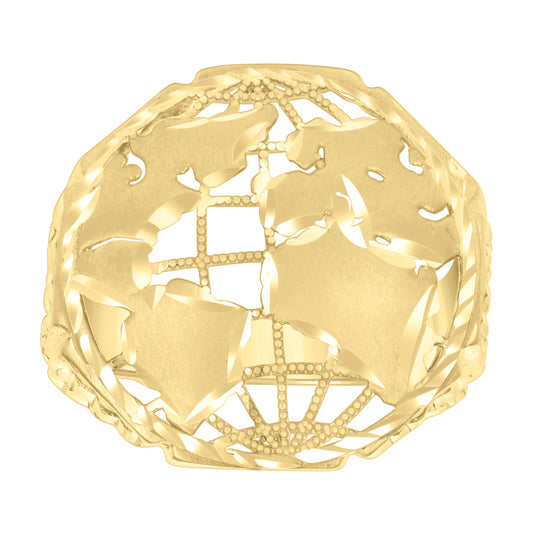 10K Yellow Gold Womens World Map Globe Maps Ring
