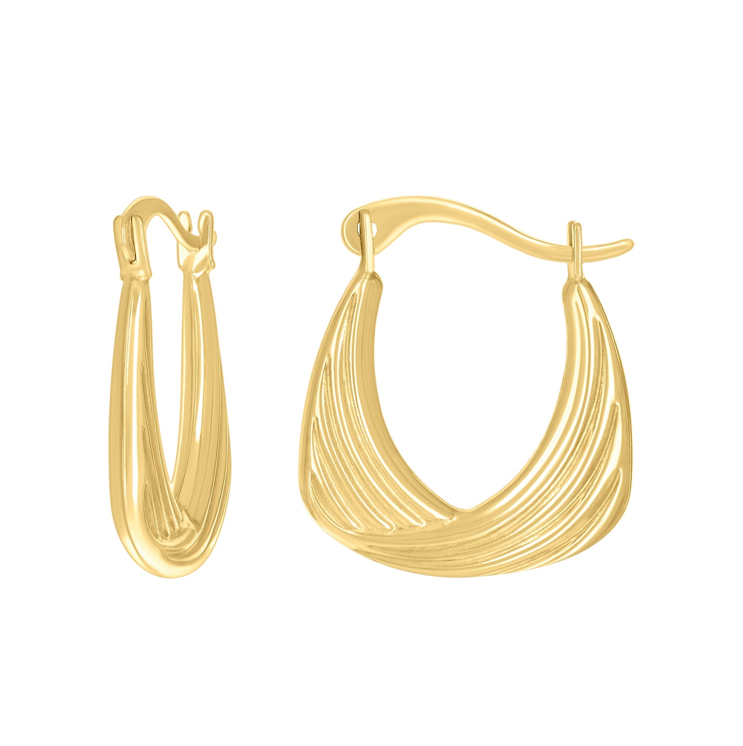 14K Yellow Gold Womens U-Shaped Fashion Hoop Earrings