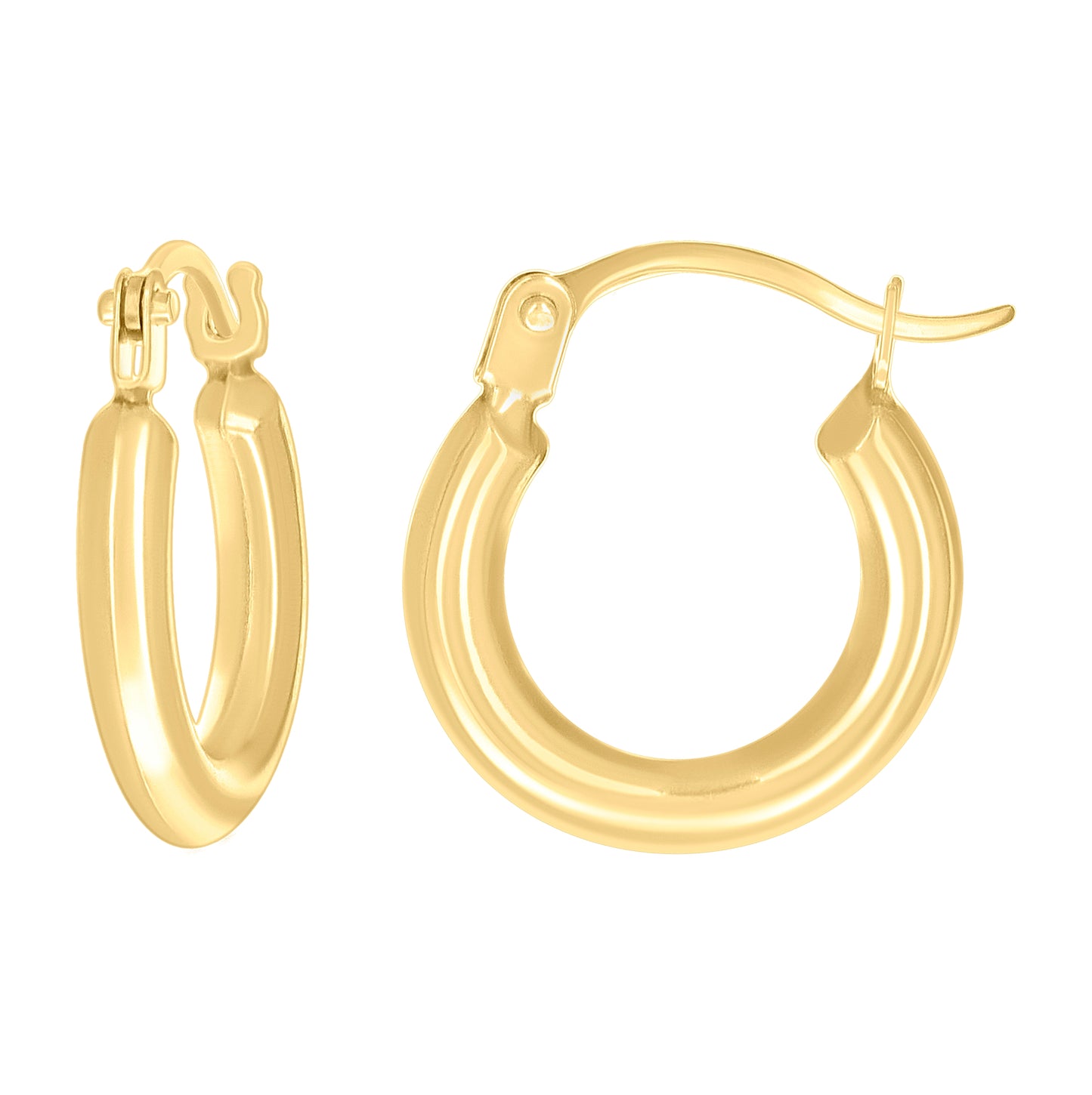 14K Yellow Gold Womens Round Fashion Hoop Earrings