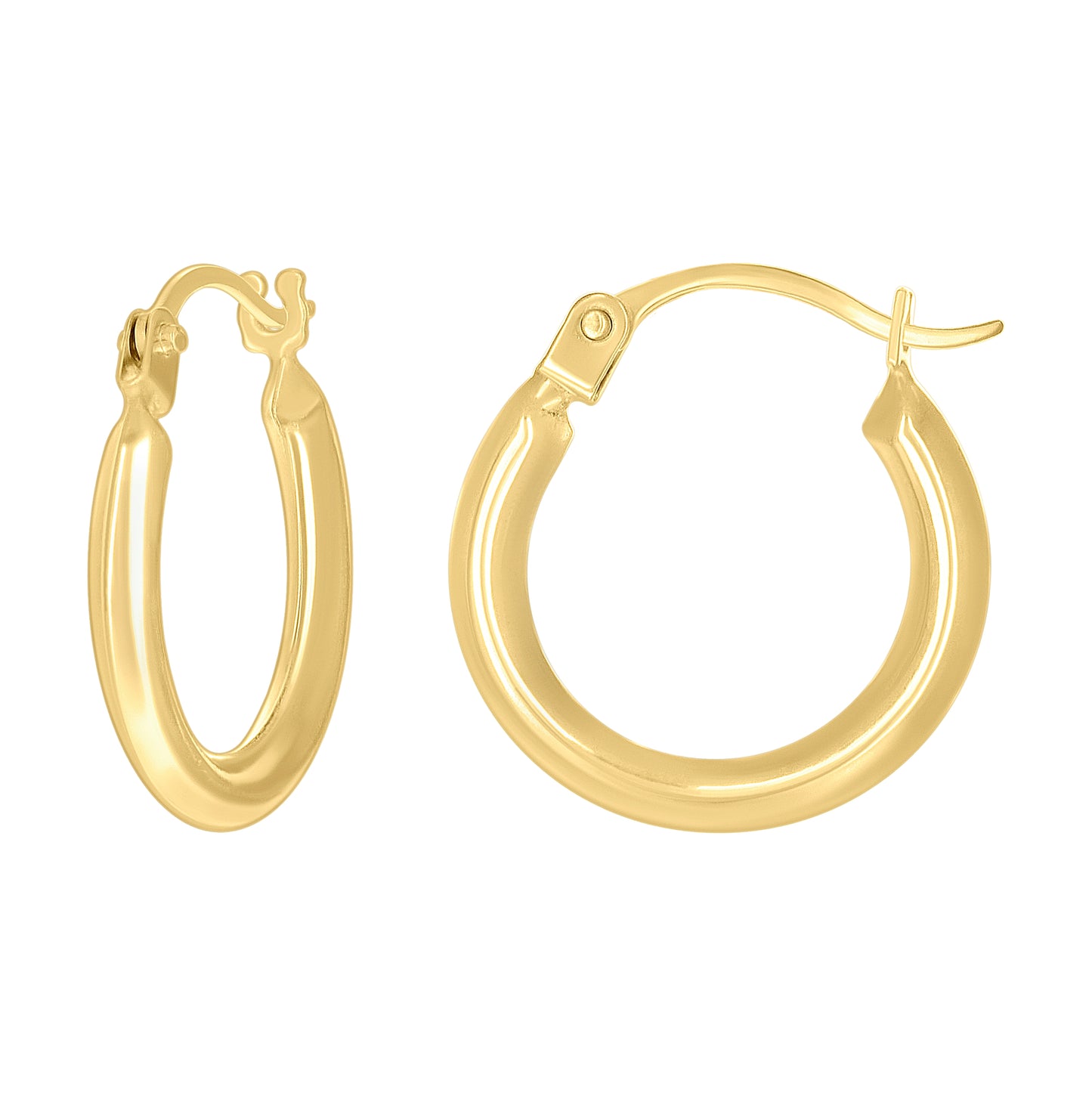 14K Yellow Gold Womens Round Fashion Hoop Earrings