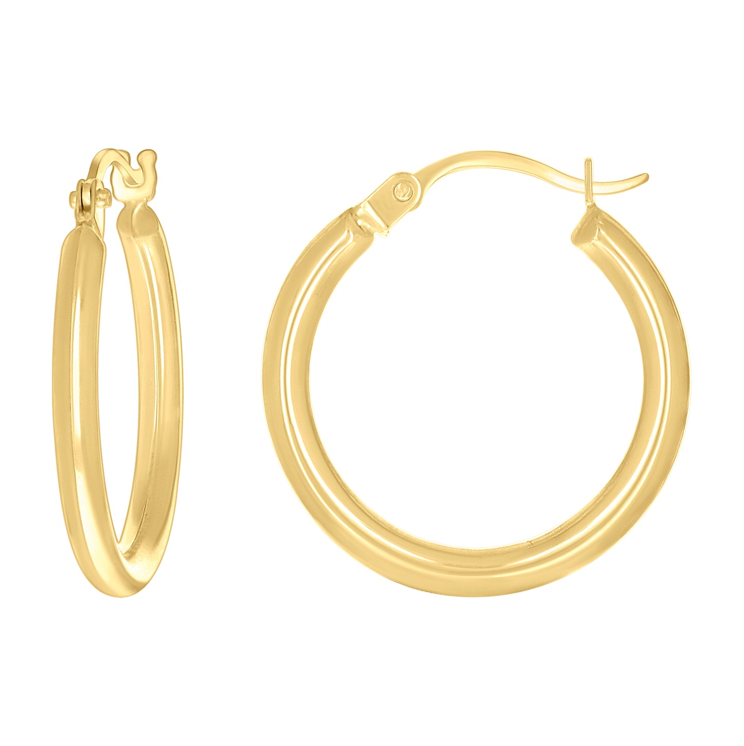 14K Yellow Gold Womens Round Fashion Hoop Earrings