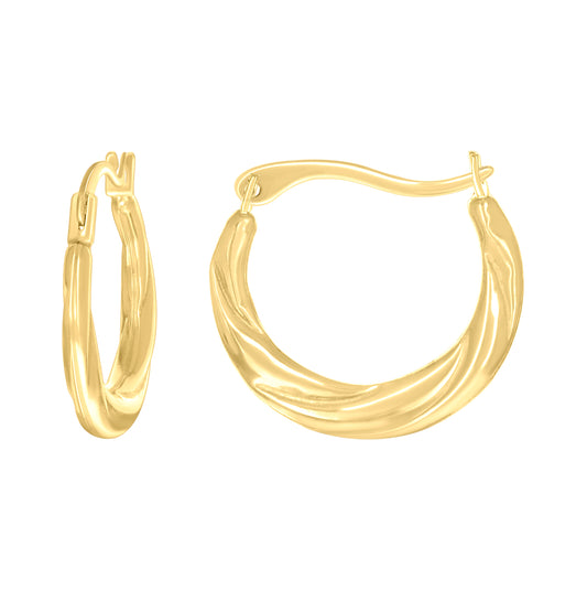 14K Yellow Gold Womens Twisted Hoop Earrings