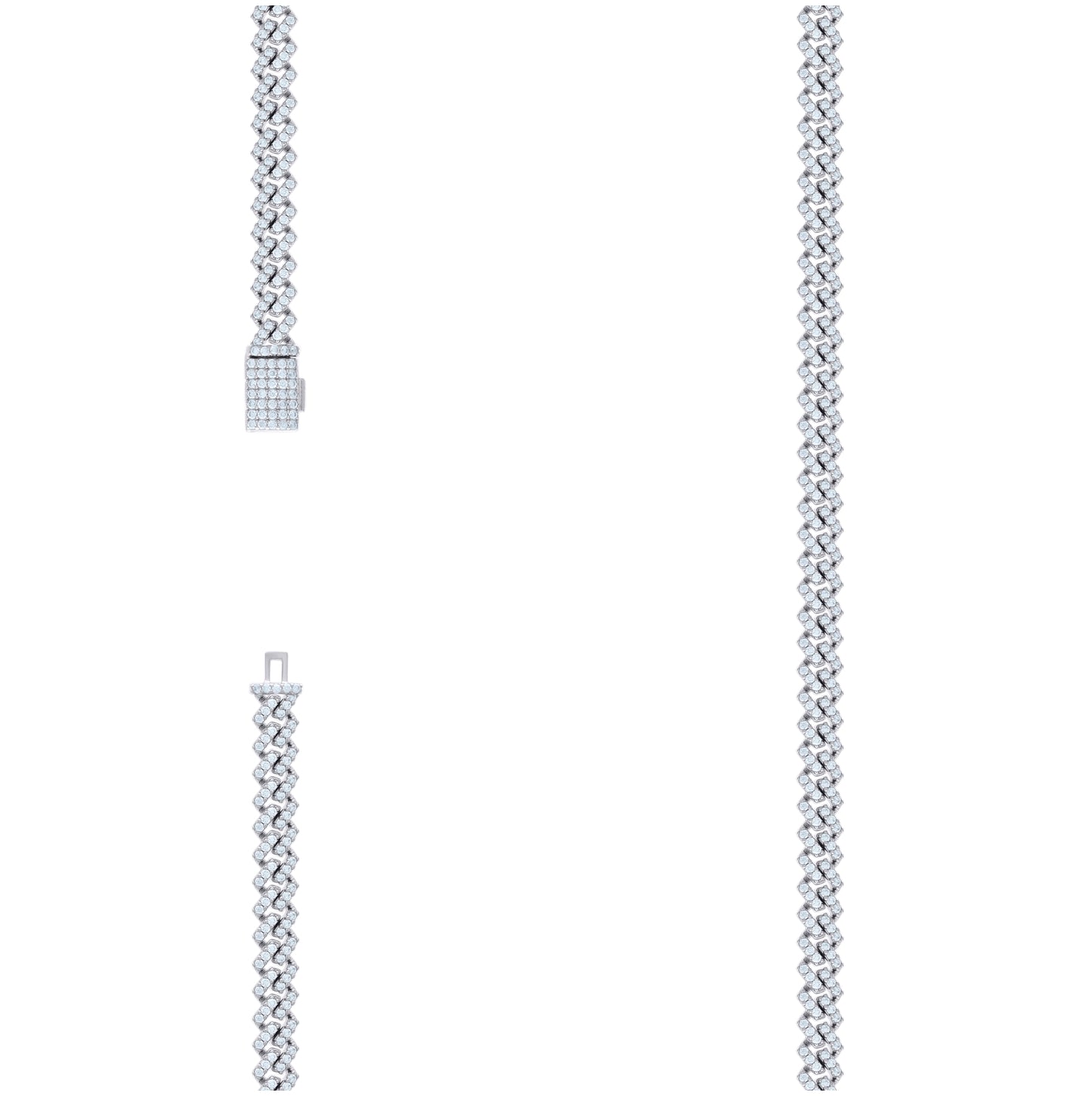 Sterling Silver Moissanite Square Cuban Chain Necklace 5mm