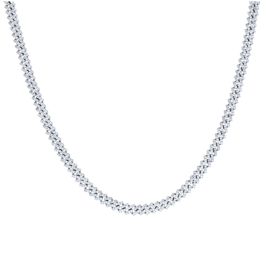Sterling Silver Moissanite Square Cuban Chain Necklace 5mm