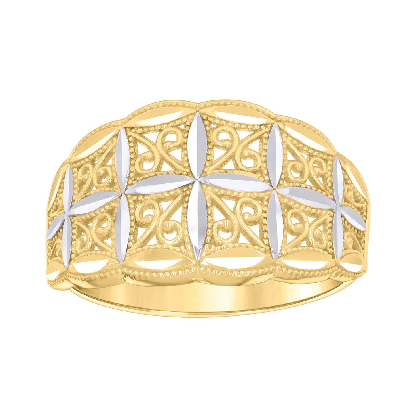 10K Two-tone Gold Womens Filigree Fashion Ring