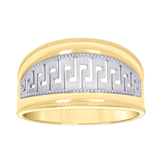 10K Two-tone Gold Womens Greek Key Egyptian Ring