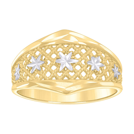 10K Two-tone Gold Womens Stars Fashion Ring