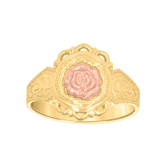 10K Two-tone Gold Womens Flower Fashion Ring