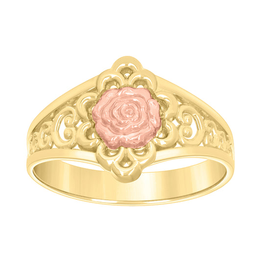 10K Two-tone Gold Womens Flower Fashion Ring