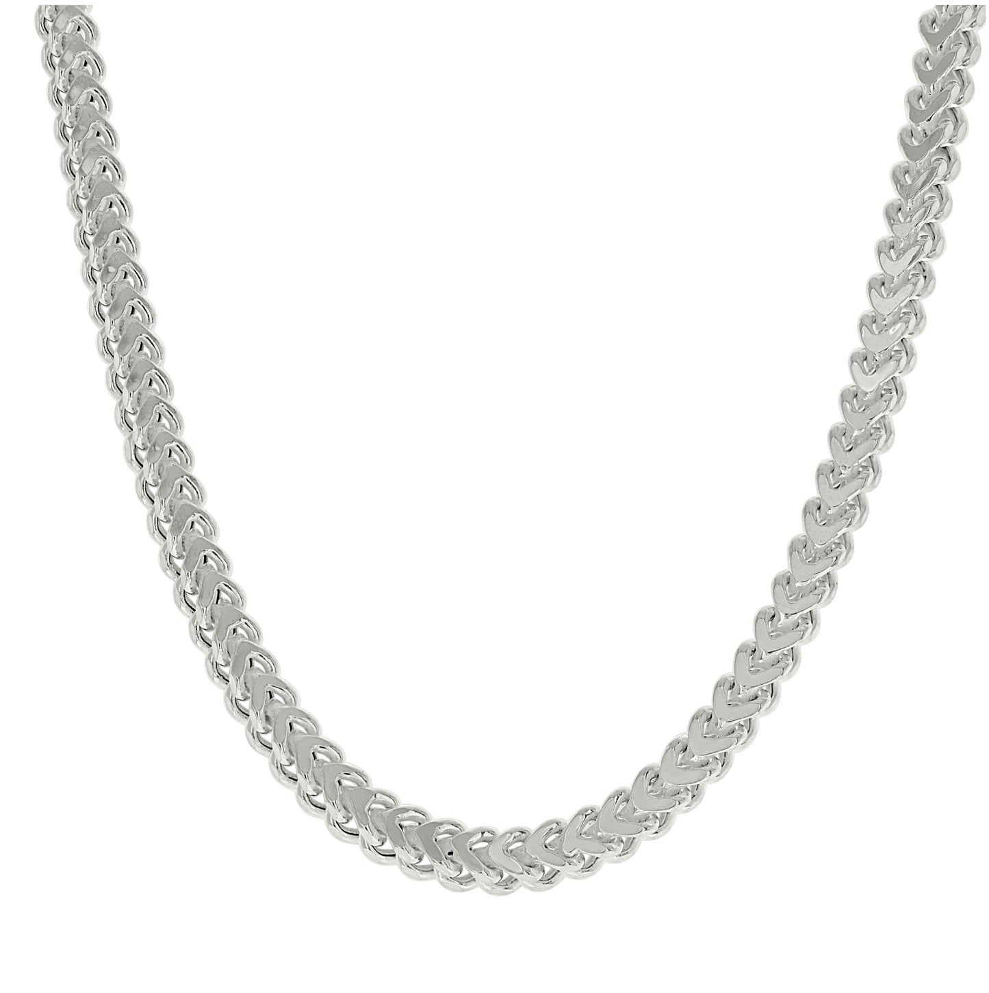 Sterling Silver Or Rhodium Plated Hollow Franco Chain