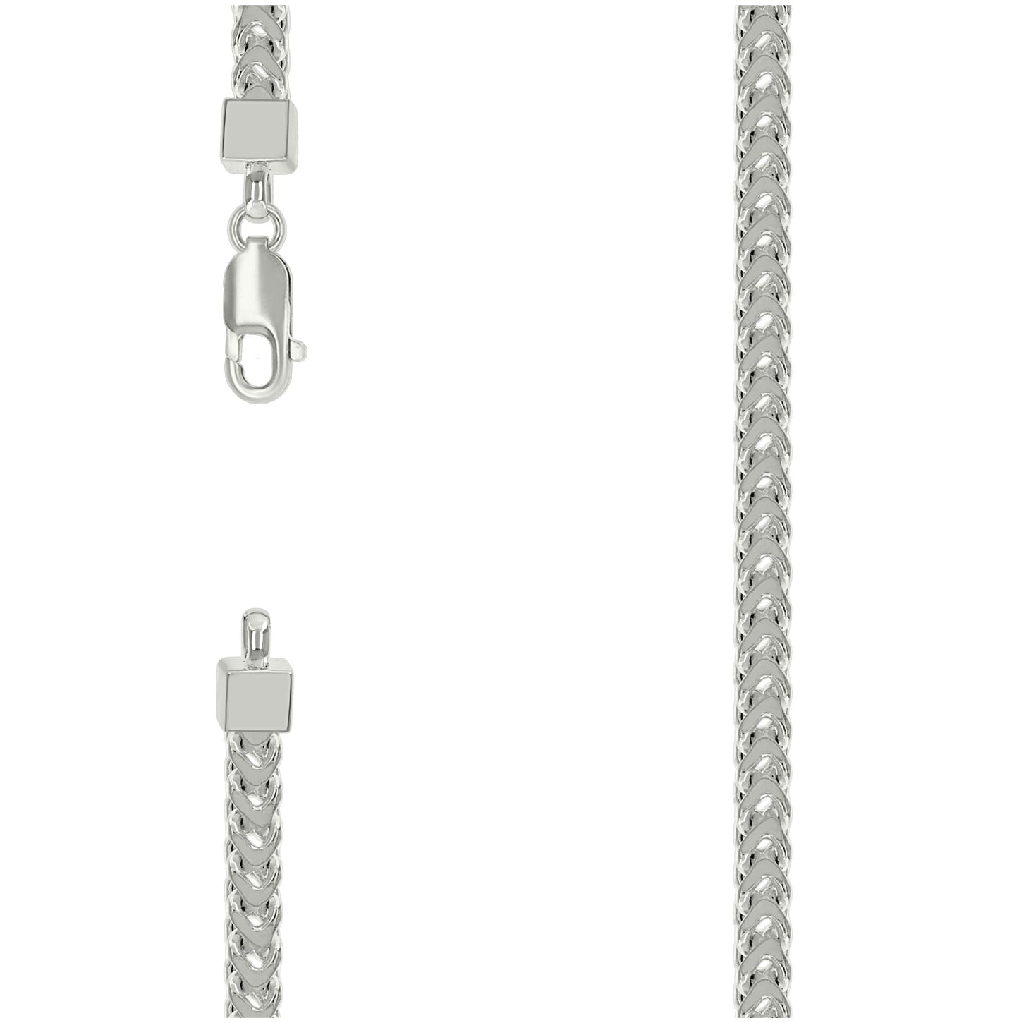 Sterling Silver Or Rhodium Plated Hollow Franco Chain