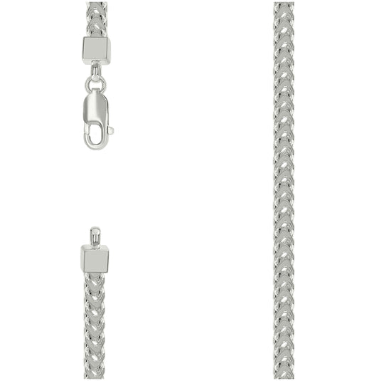 Sterling Silver Or Rhodium Plated Hollow Franco Chain