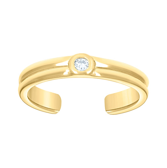 10K Yellow Gold Womens Cubic-Zirconia Fashion Toe Ring
