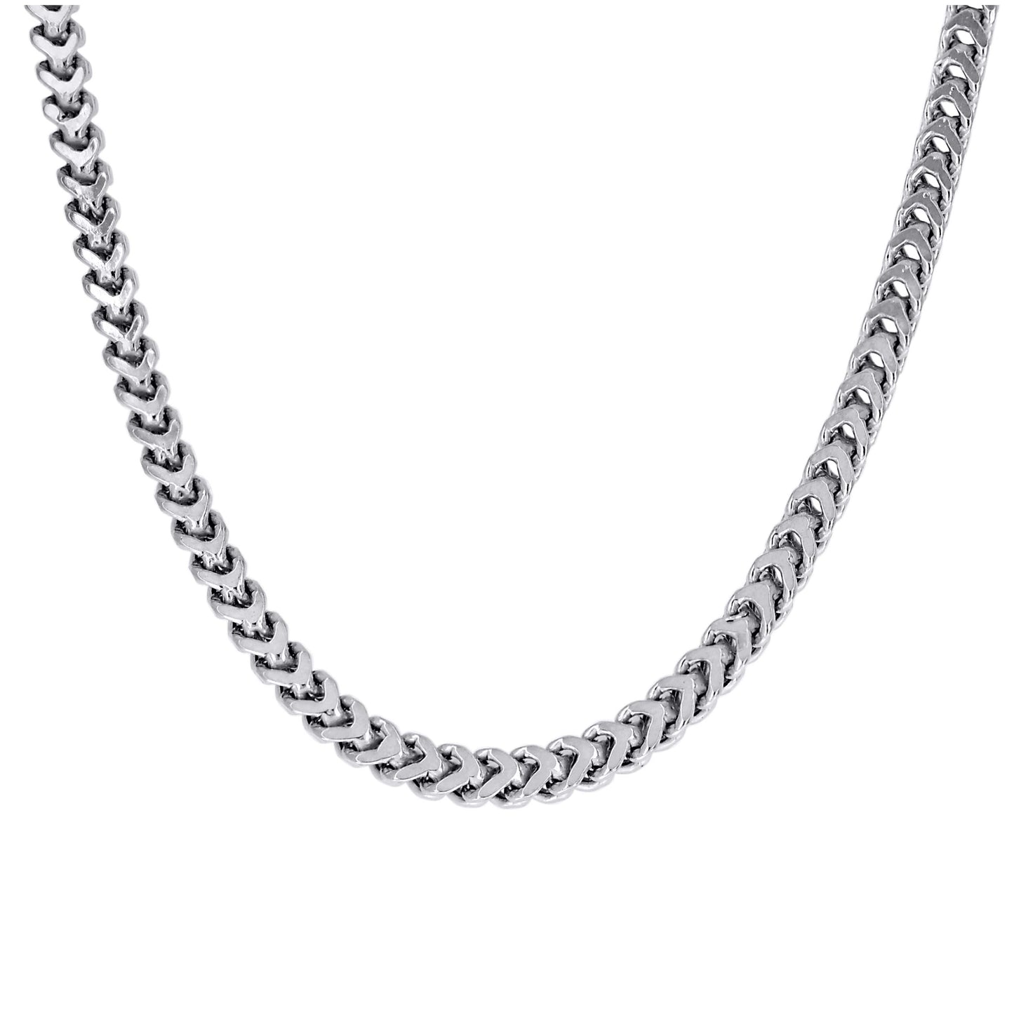 Sterling Silver Or Rhodium Plated Hollow Franco Chain