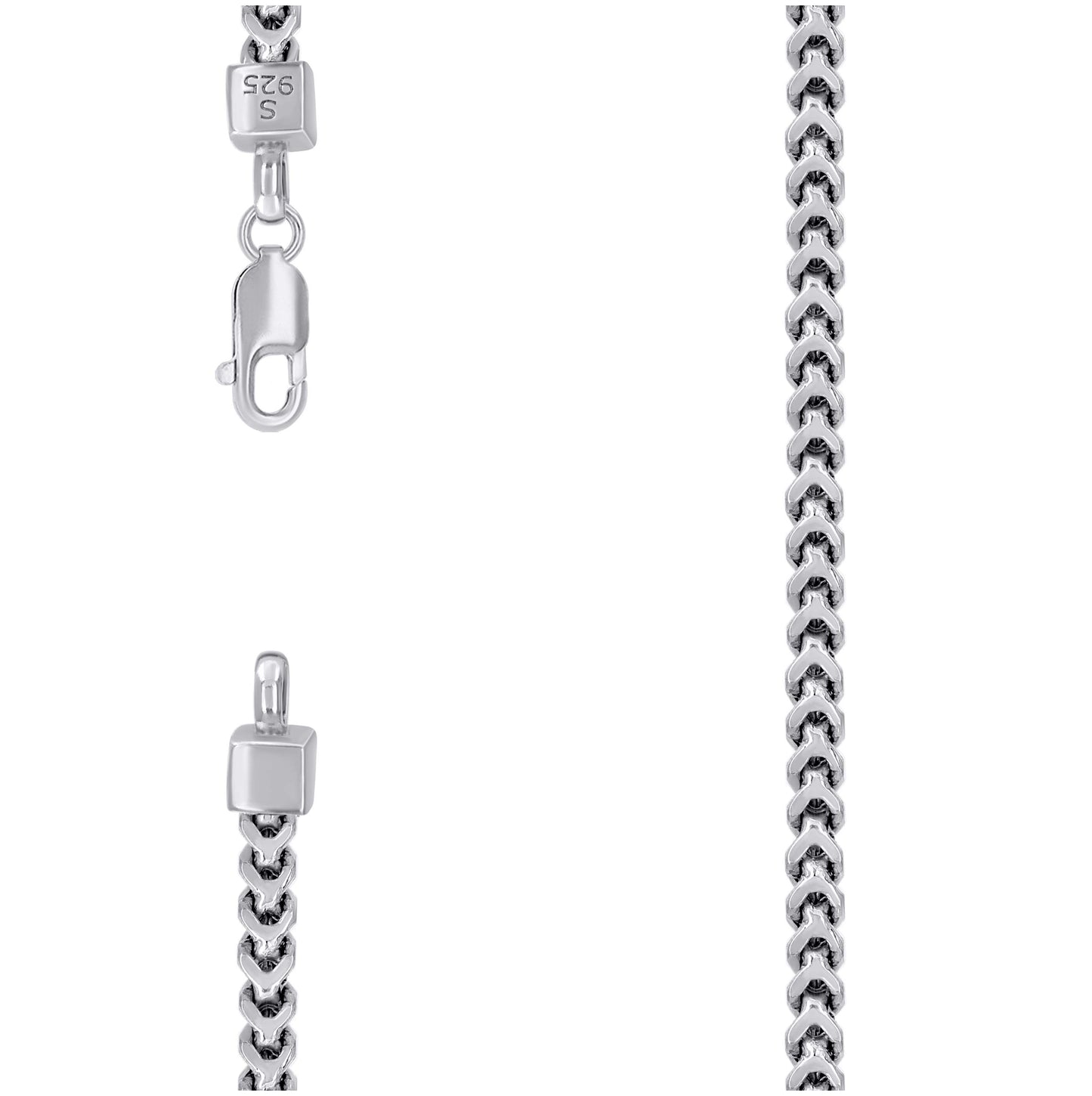 Sterling Silver Or Rhodium Plated Hollow Franco Chain