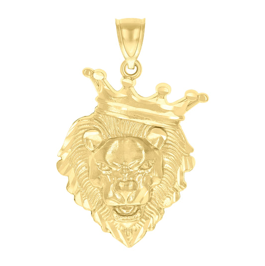 14K Yellow Gold Mens Leo/Lion Animal Zodiac Sign/Wildlife Pendant