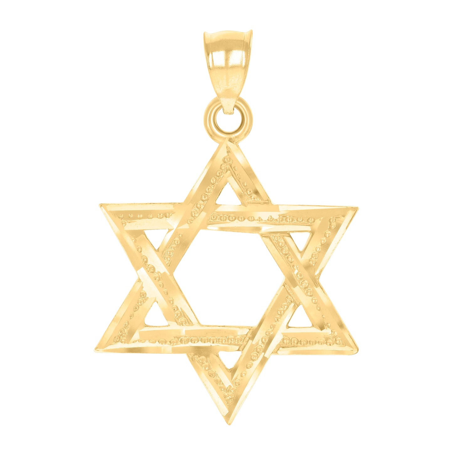 14K Yellow Gold Unisex Star Of David Symbol Religious Pendant