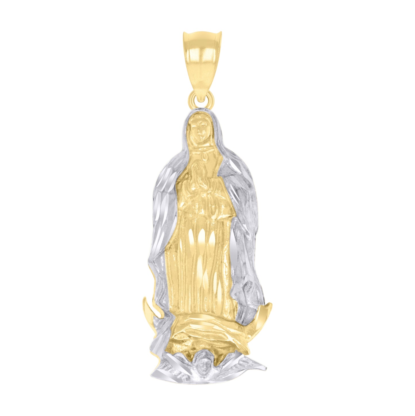 14K Two-tone Gold Unisex Virgin Mary/Guadalupe Religious Charm Pendant