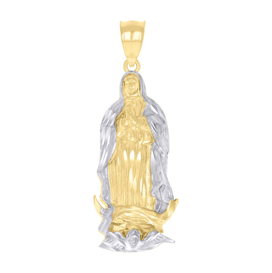 14K Two-tone Gold Unisex Virgin Mary/Guadalupe Religious Charm Pendant