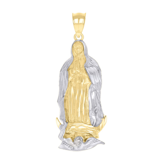 14K Two-tone Gold Unisex Virgin Mary/Guadalupe Religious Charm Pendant