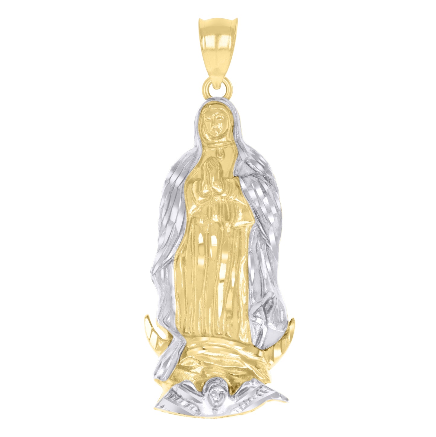 14K Two-tone Gold Unisex Virgin Mary/Guadalupe Religious Charm Pendant