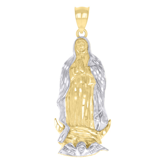 14K Two-tone Gold Unisex Virgin Mary/Guadalupe Religious Charm Pendant