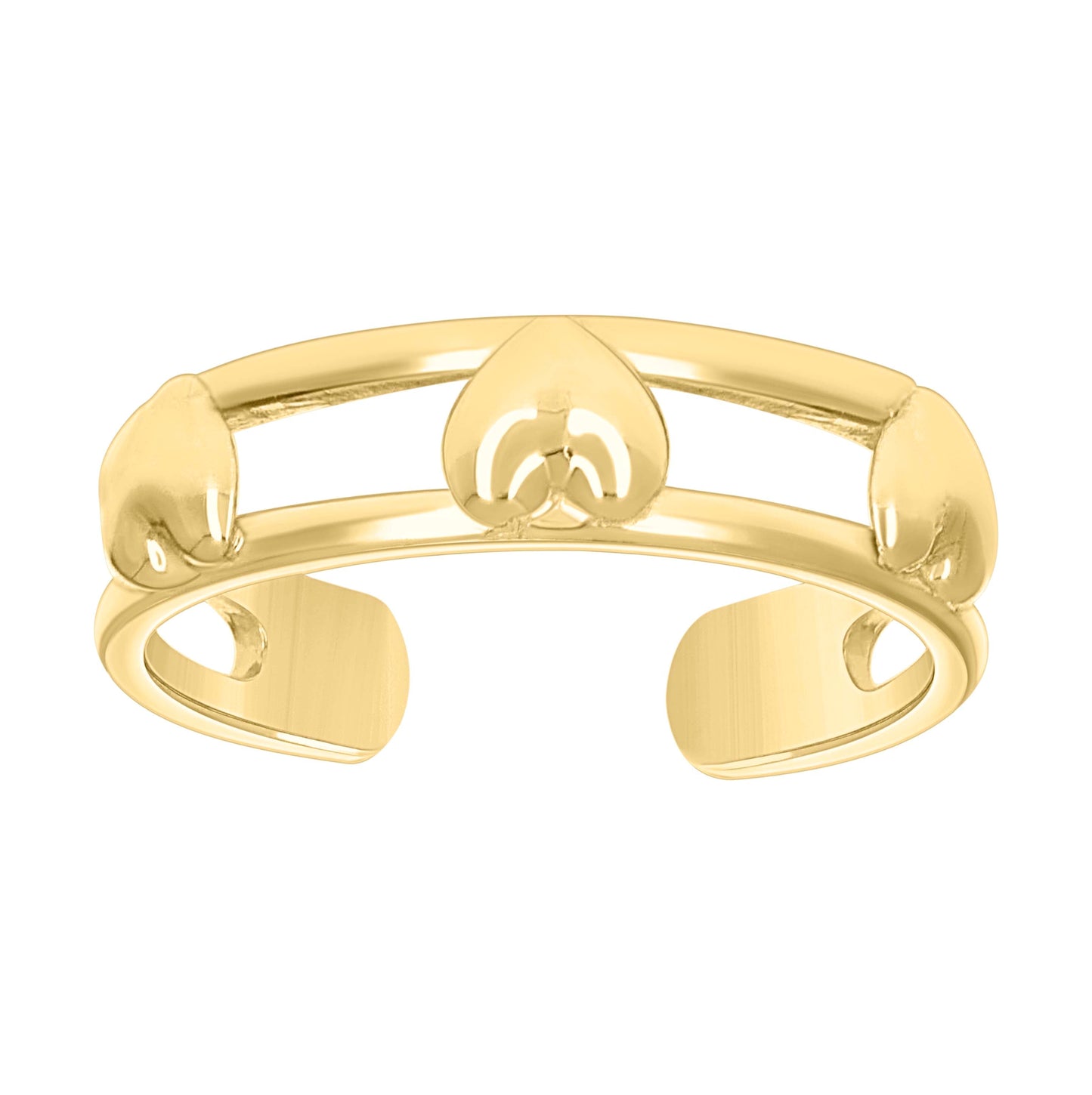 14K Yellow Gold Womens Hearts Toe Ring