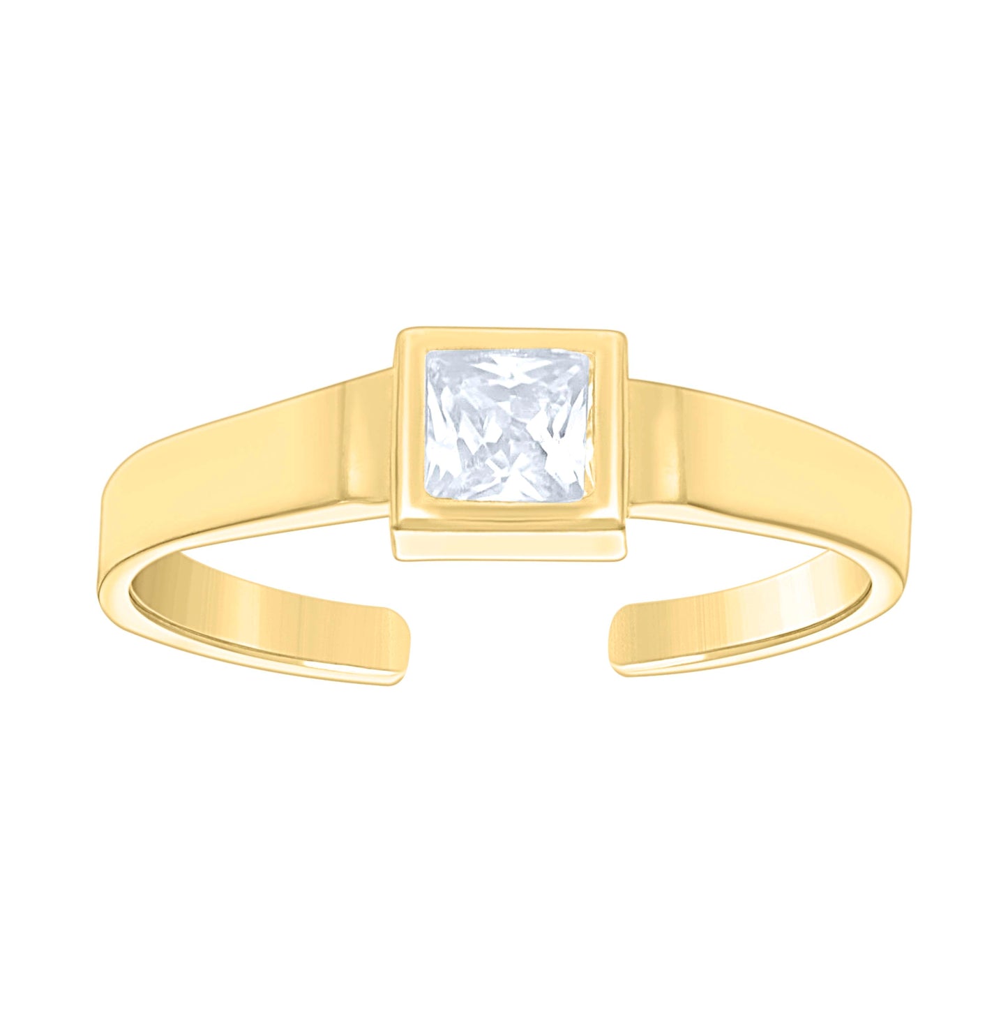 14K Yellow Gold Womens Princess-cut Cubic-Zirconia Square Head Toe Ring