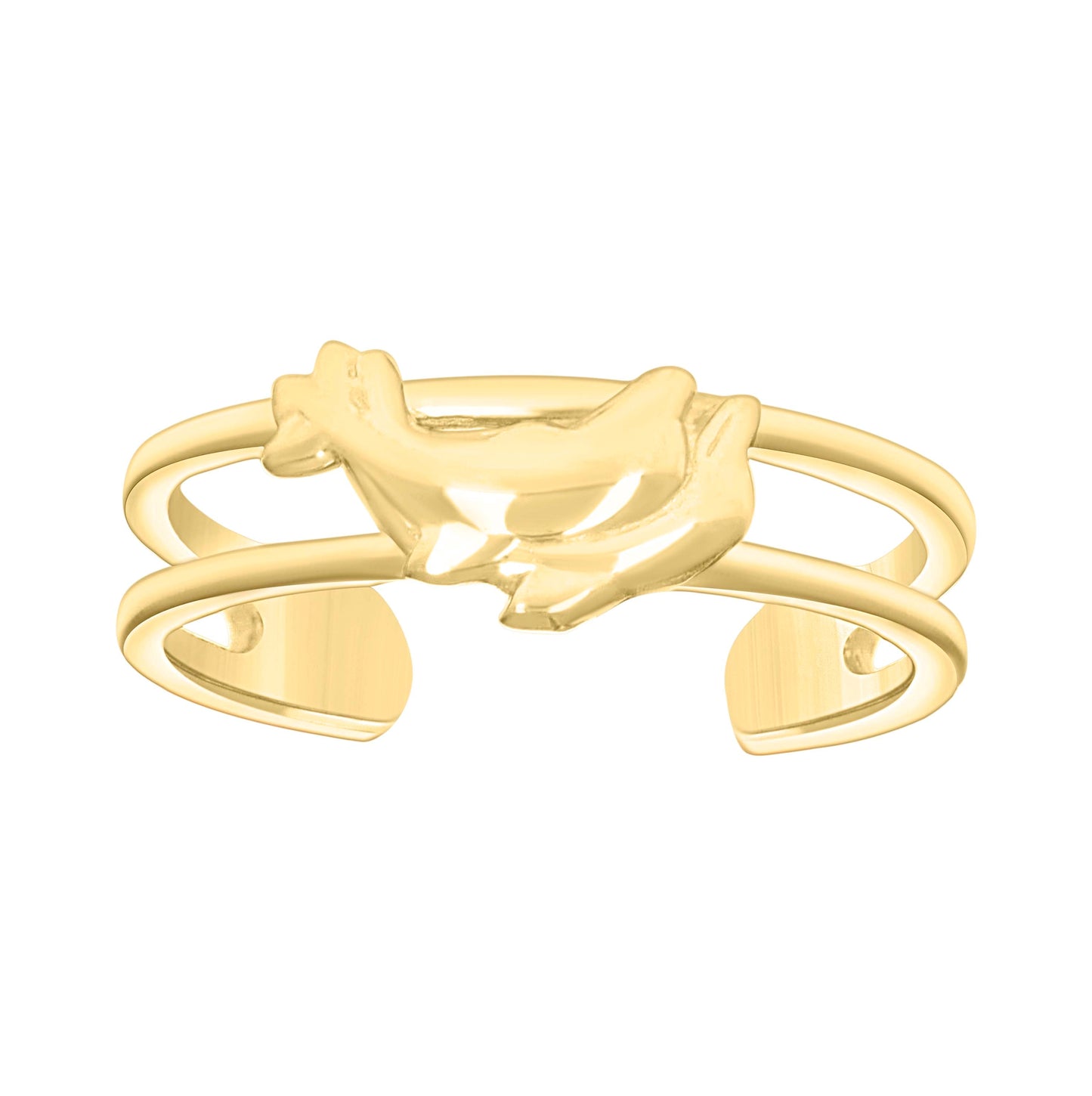 14K Yellow Gold Womens Dolphins Toe Ring