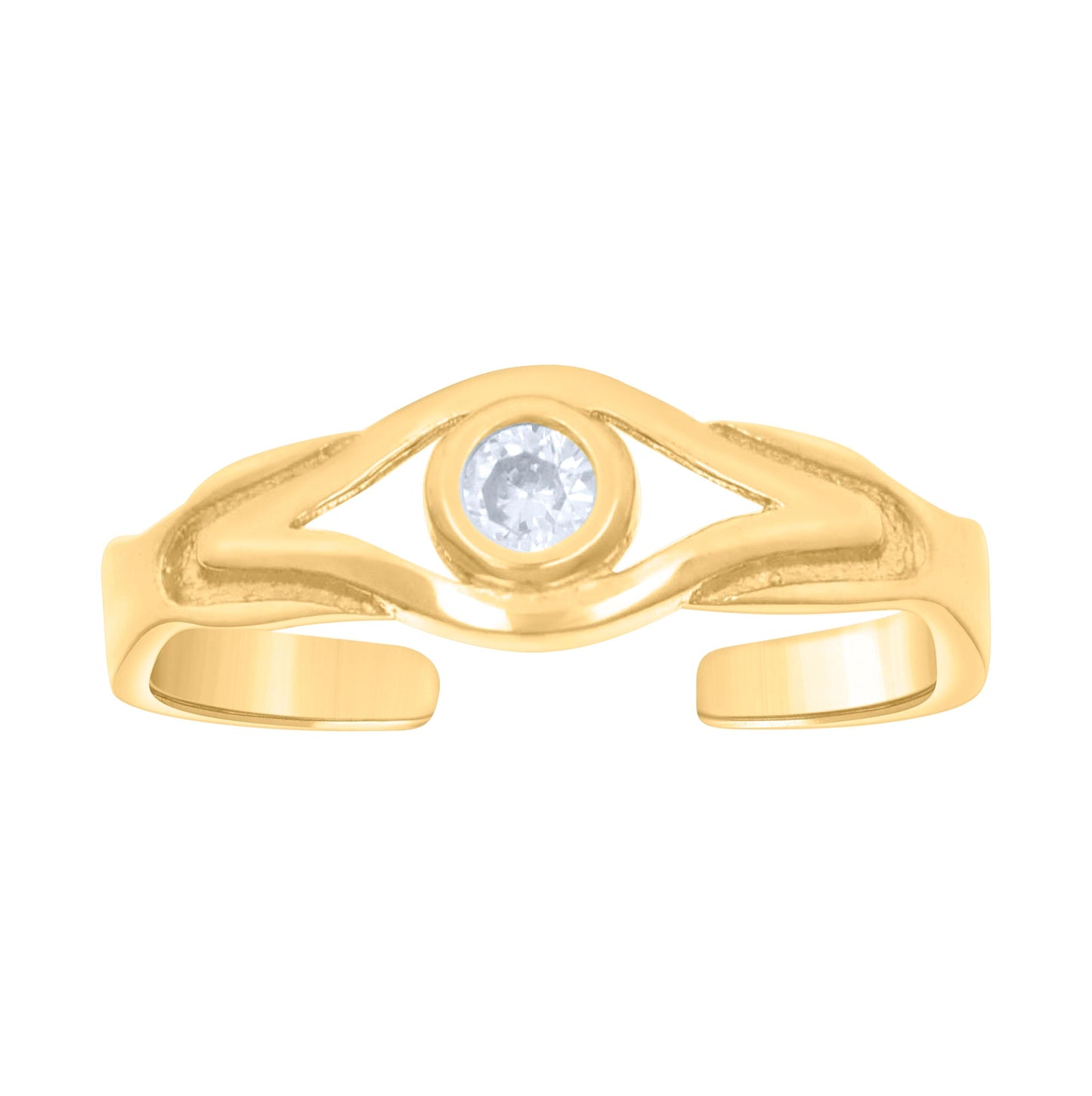 14K Yellow Gold Womens Cubic-Zirconia Evil Eye Good Luck Toe Ring