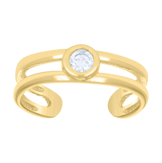 14K Yellow Gold Womens Cubic-Zirconia Fashion Toe Ring
