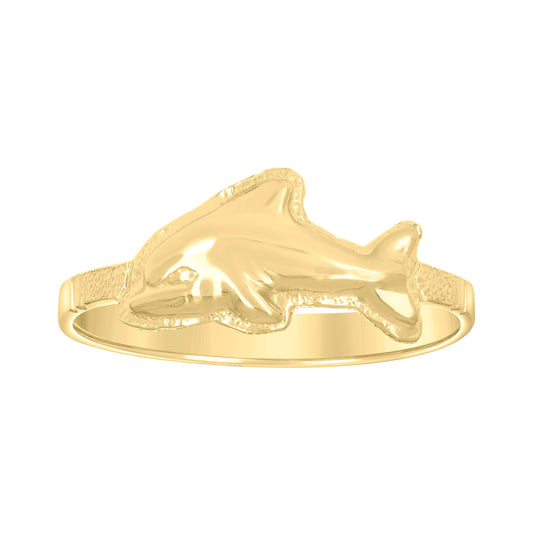 14K Yellow Gold Womens Dolphin Ocean Ring