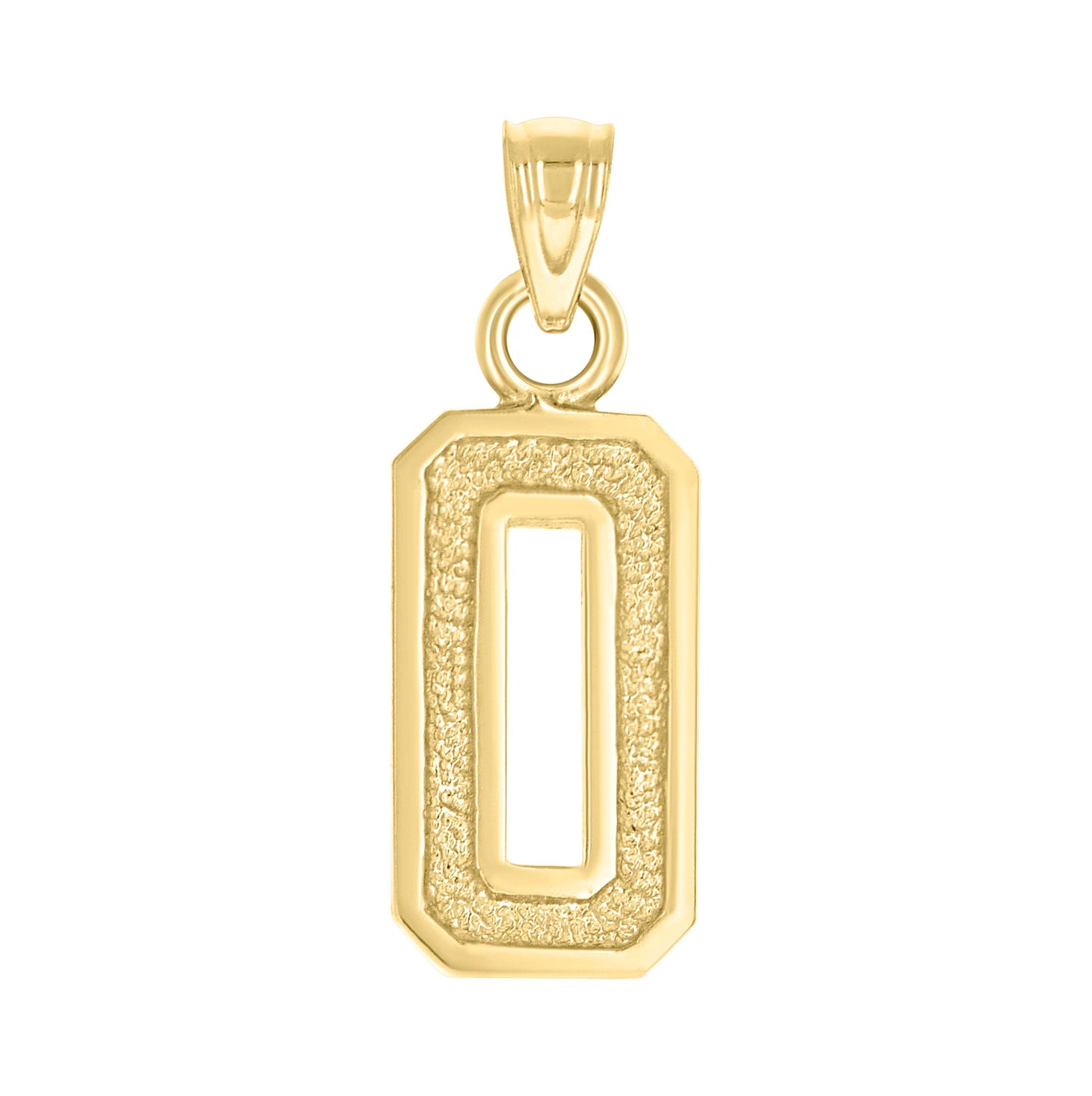 14K Yellow Gold Unisex Initial Number Charm Pendant