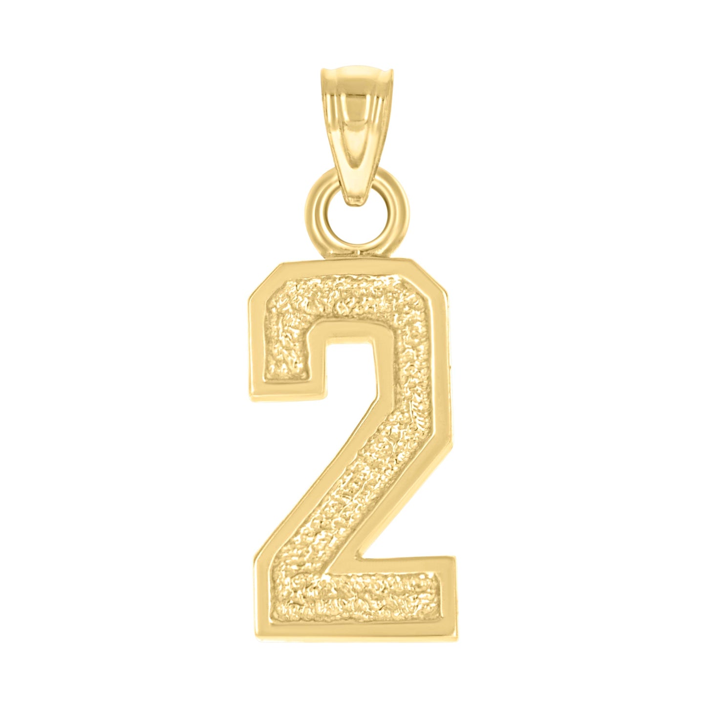 14K Yellow Gold Unisex Initial Number Charm Pendant