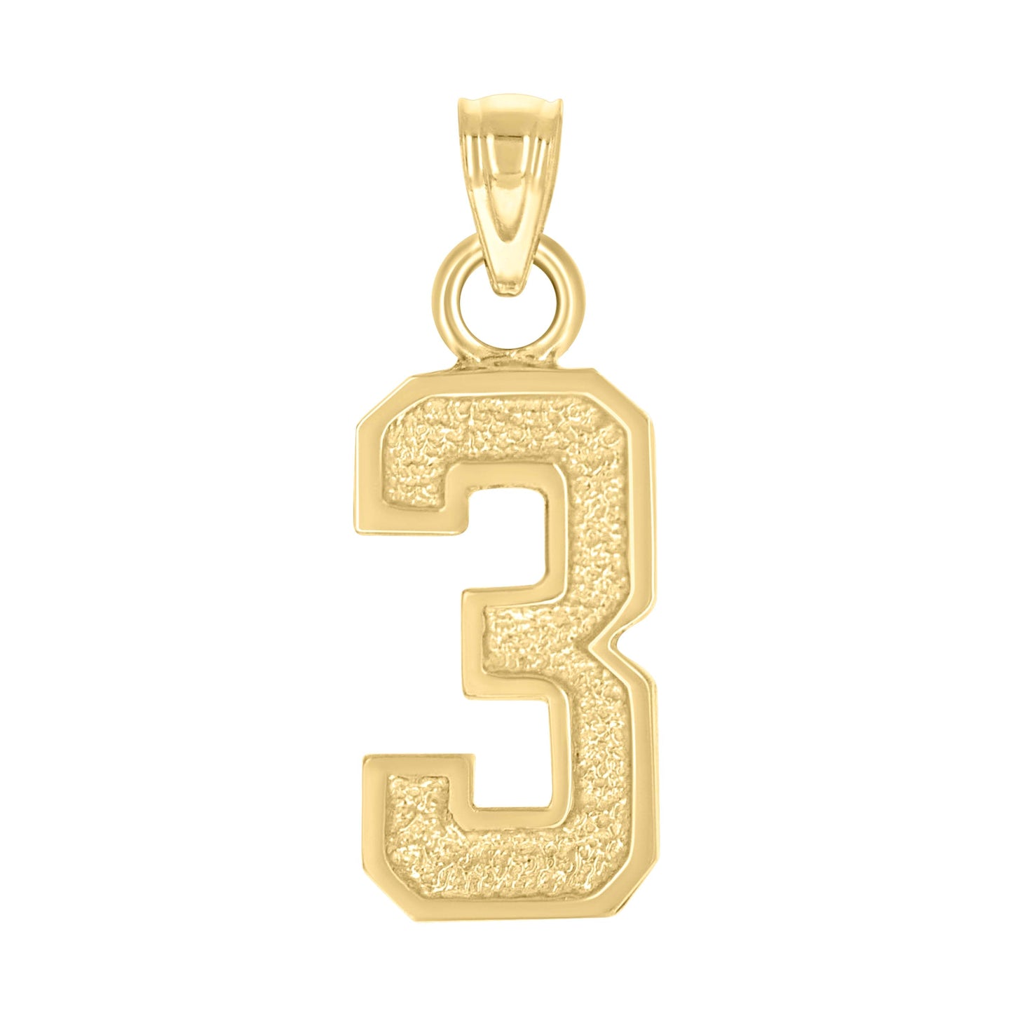 14K Yellow Gold Unisex Initial Number Charm Pendant