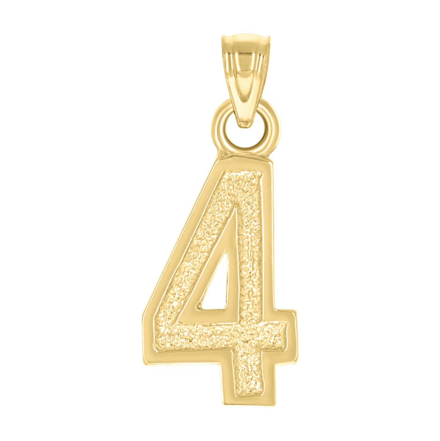 14K Yellow Gold Unisex Initial Number Charm Pendant