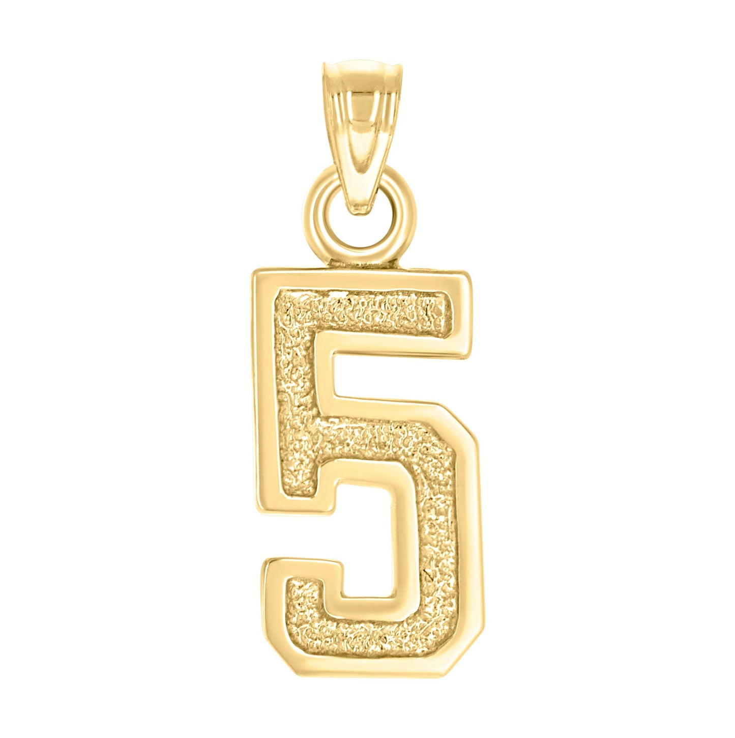 14K Yellow Gold Unisex Initial Number Charm Pendant